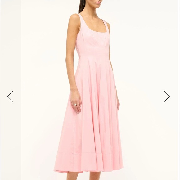 STAUD WELLS DRESS PEARL PINK Midi Dress 8 - Picture 1 of 8